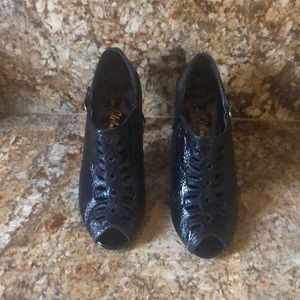 Sam Adelman black heel peep toe booties SZ 9